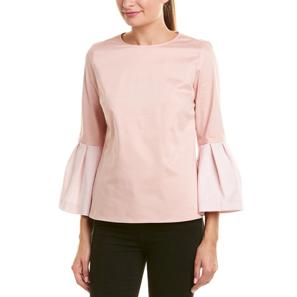 $175 NWOT TED BAKER London Jesieh Blush Pink Top Bell Sleeve Blouse Sz UK3; US8